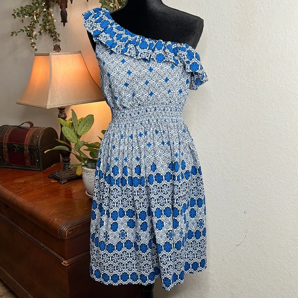 London Times | One Shoulder Dress | 100% Cotton | Size 8